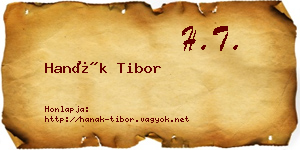 Hanák Tibor névjegykártya